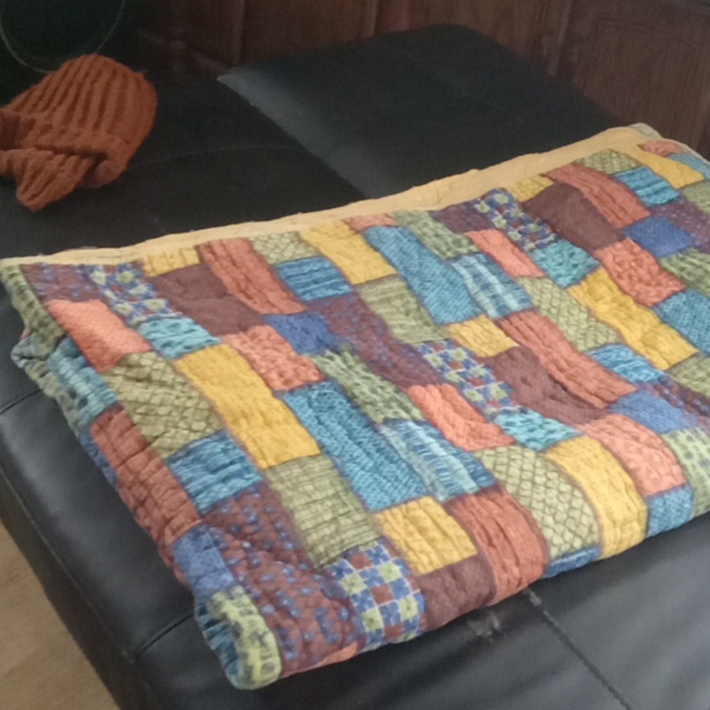 Large vintage quilted blanket cover